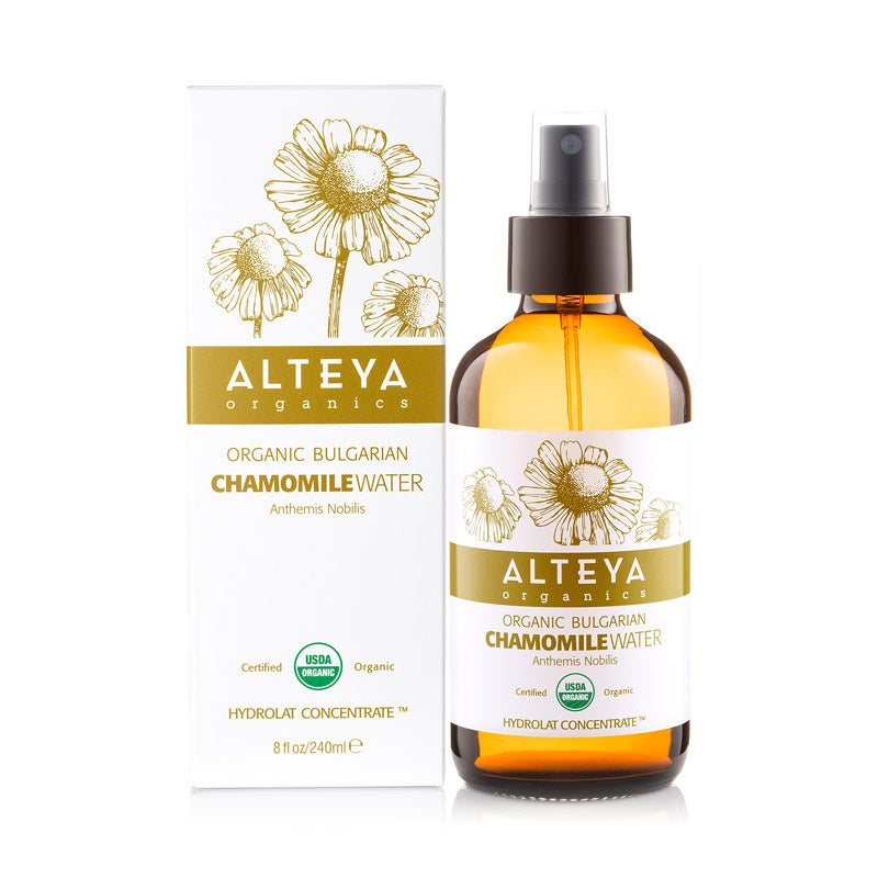 Organic Bulgarian Chamomile Roman Water 240 ml - Amber Glass Spray Bottle - Alteya Organics UK