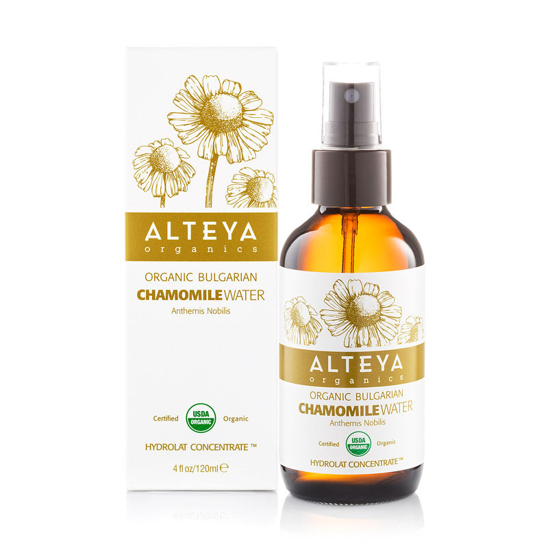 Organic Bulgarian Chamomile Roman Water 120 ml - Amber Glass Spray Bottle - Alteya Organics UK
