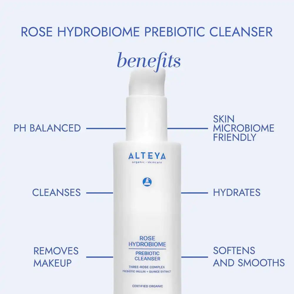 benefits rose hydrobiome prebiotic cleanser alteya organics