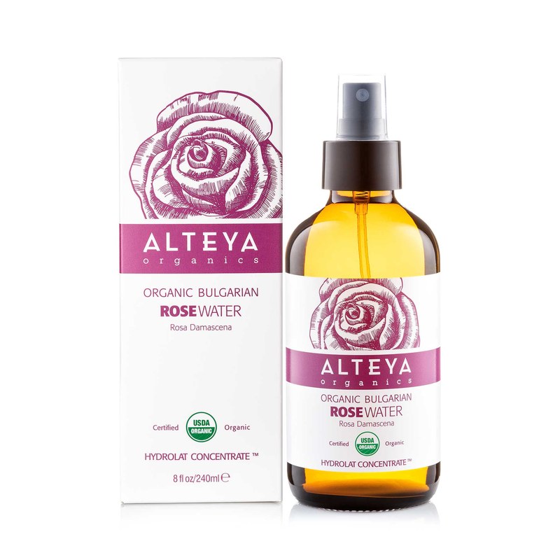 Organic Bulgarian Rose Water 240 ml - Amber Glass Spray Bottle - Alteya Organics UK