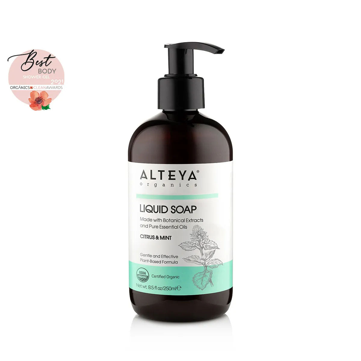 Organic Liquid Soap Citrus & Mint 250 ml - Alteya Organics UK